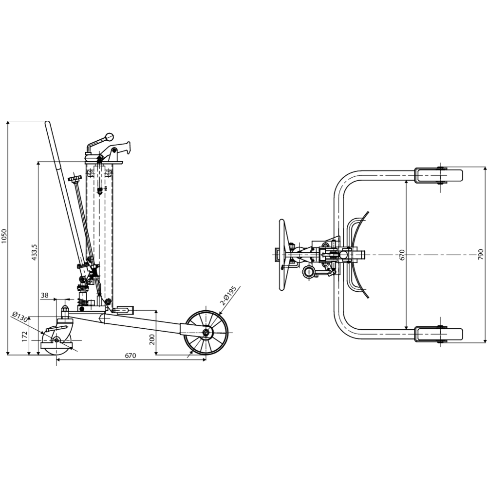 Chariot porte-fûts (pompe hydraulique) DH