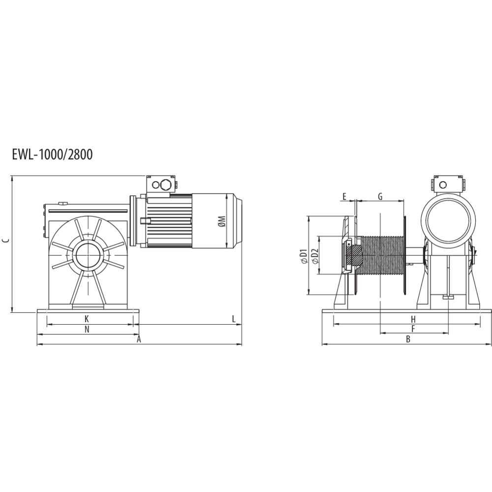 EWL electric worm gear winches (NOT FOR LIFTING)