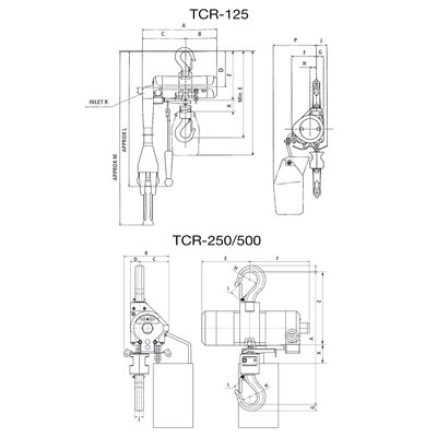TCR 0,125 - 0,5t mini palan pneumatique